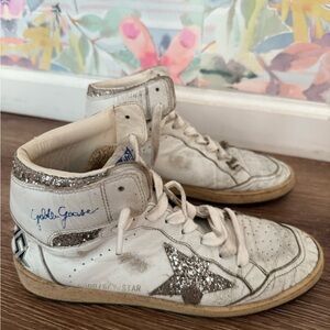 Golden Goose Sky Stars with signature on the ankle